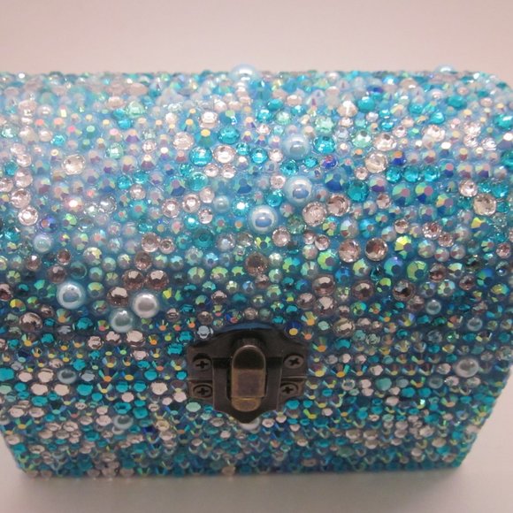 Multi Blue Bling Trinket Box Set - Picture 2 of 4